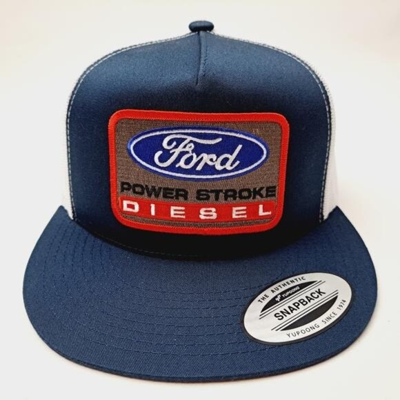 Ford Power Stroke Diesel Hat Flat Brim Snapback Mesh Trucker Cap Custom Patch